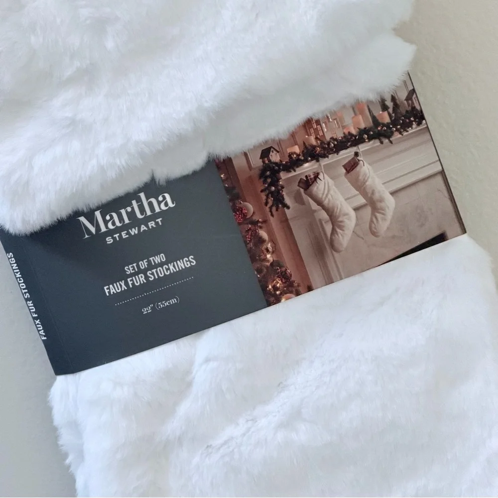 Martha Stewart Soft White Faux Fur Stockings